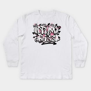 DRUM & BASS - Grafitti Steez (pink/black) Kids Long Sleeve T-Shirt